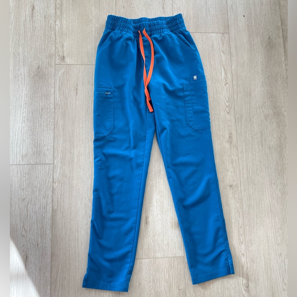 Figs High Waisted Yola Skinny Scrub Pants Alps Blue